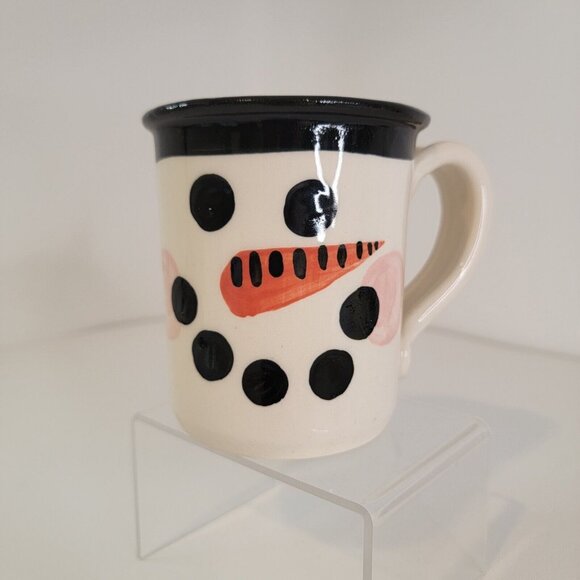 Three Rivers Pottery 1997 Snowman Face Christmas Holiday Mug Ohio - Picture 1 of 7